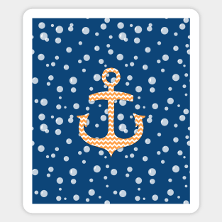 Navy Blue Orange Chevron Anchor Sticker